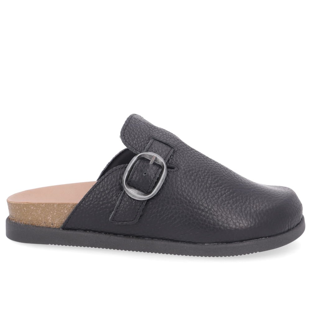 Mule Preta Bico Redondo Couro Preto 1