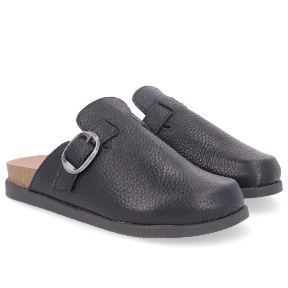 Mule Preta Bico Redondo Couro Preto 2