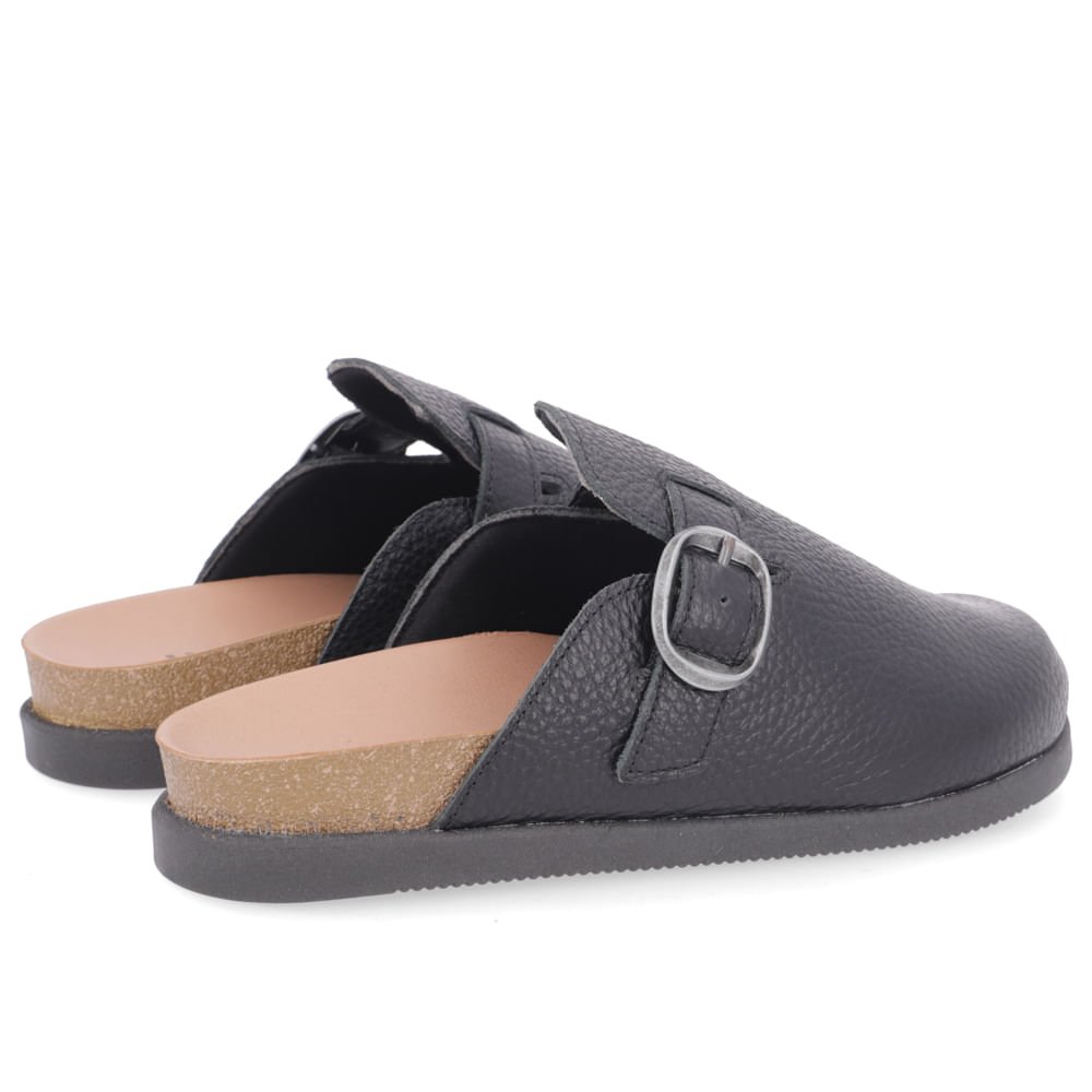 Mule Preta Bico Redondo Couro Preto 3
