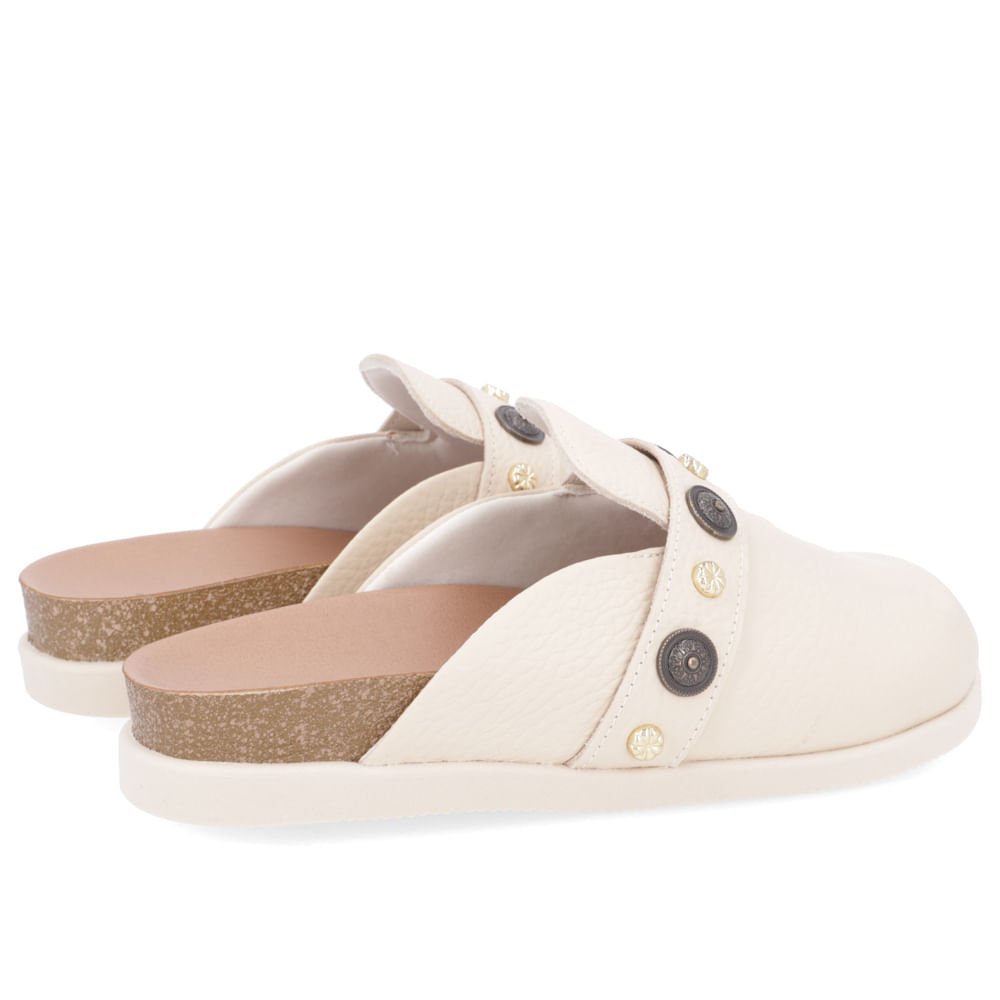 Mule Bege Bico Redondo Enfeites Bege 3