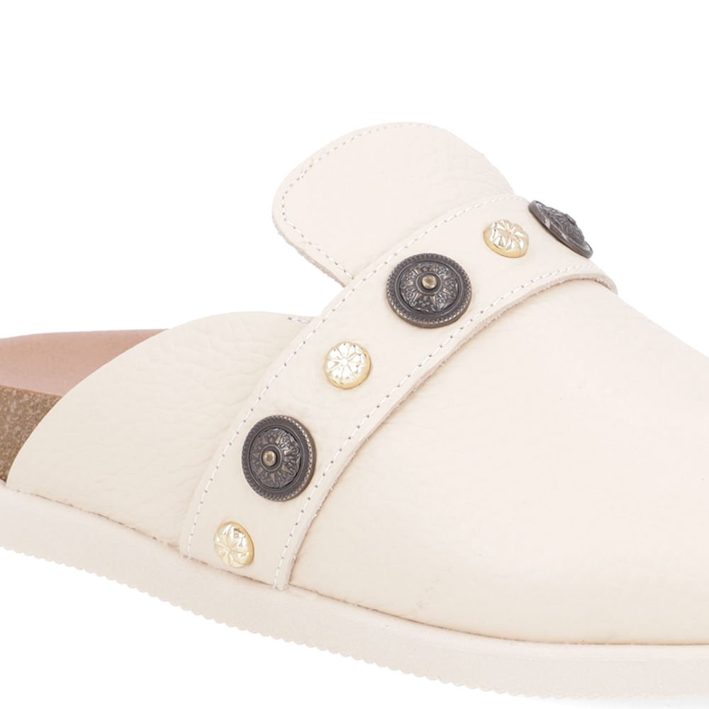 Mule Bege Bico Redondo Enfeites Bege 4