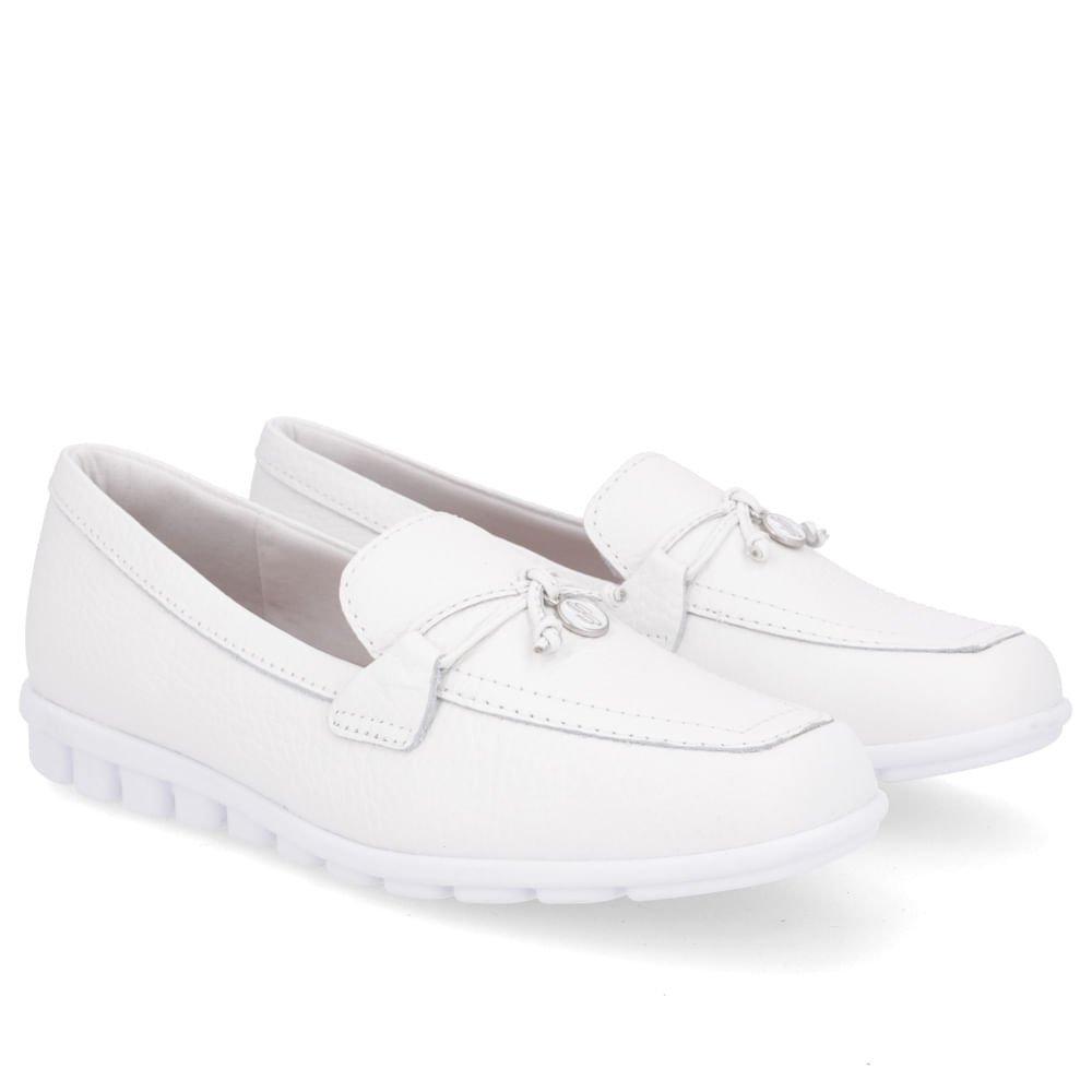 Loafer Branco Casual Couro Laço Branco 2