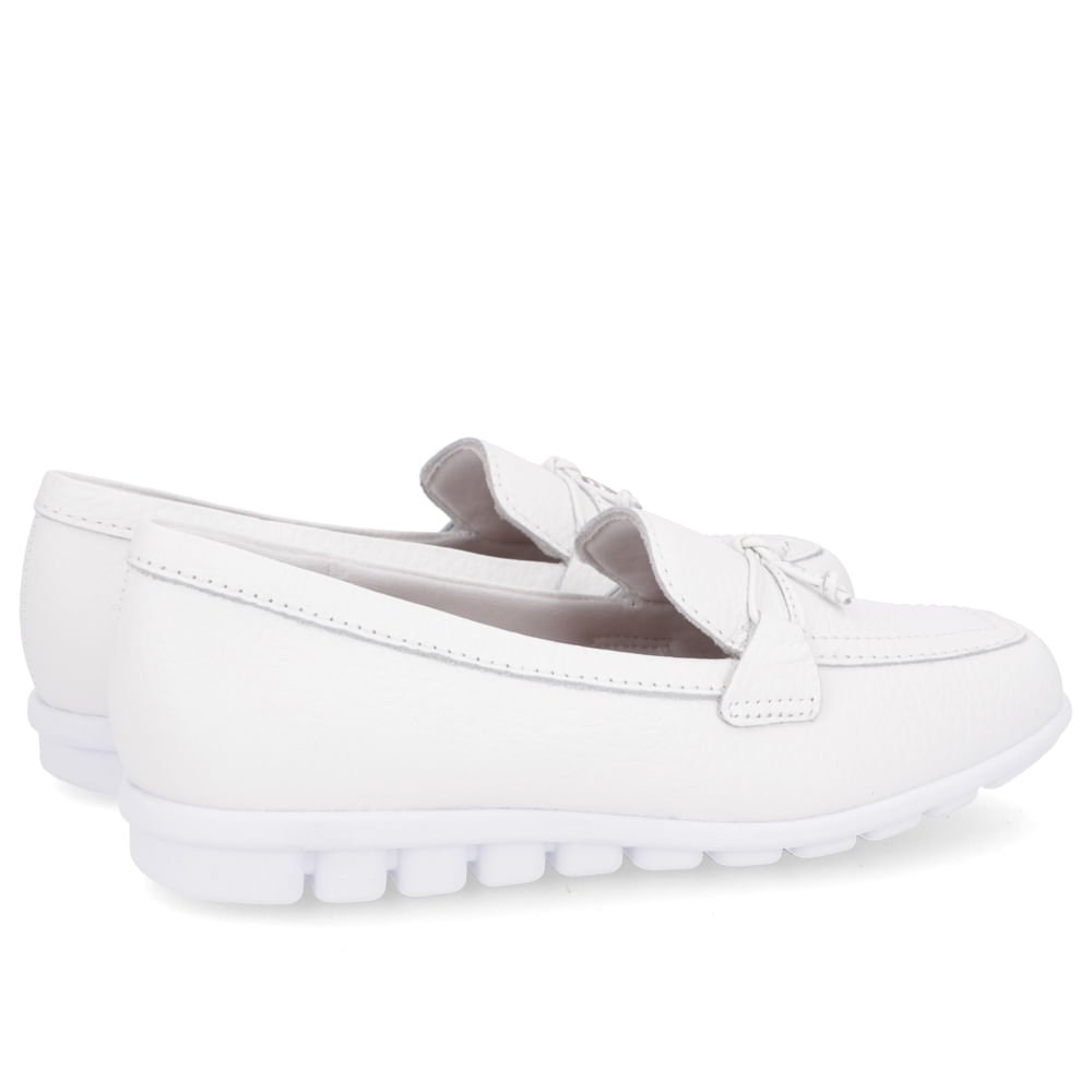 Loafer Branco Casual Couro Laço Branco 3