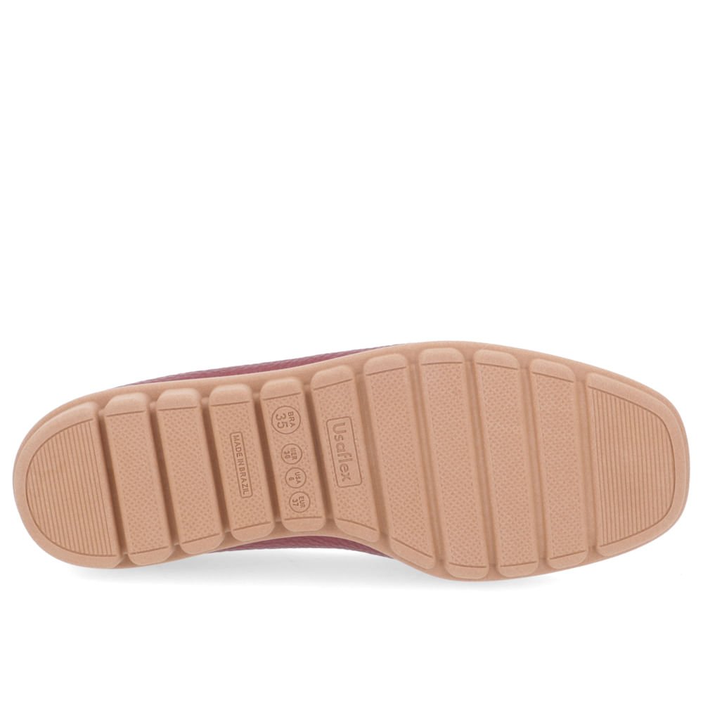 Loafer Vermelho Casual Couro Laço Bordô 5