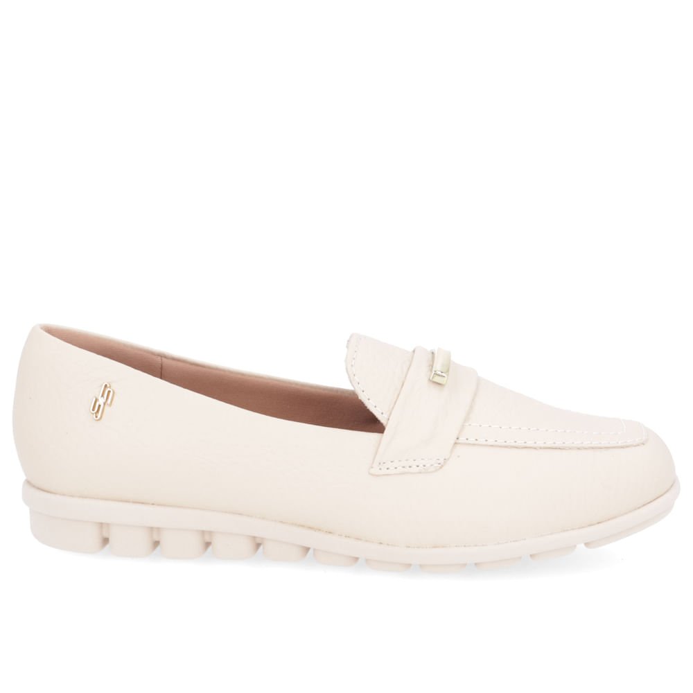 Loafer Bege Casual Couro