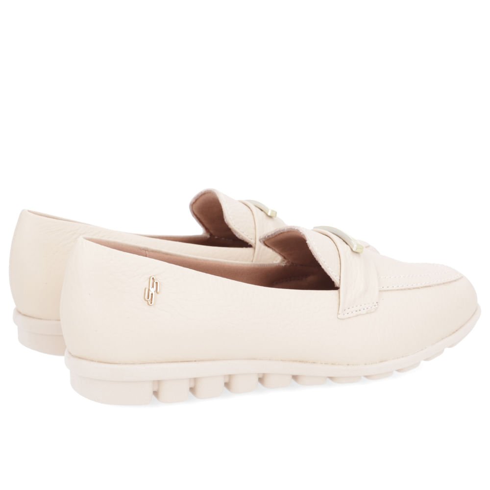 Loafer Bege Casual Couro Bege 3