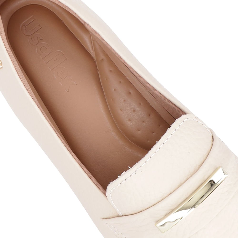 Loafer Bege Casual Couro Bege 4