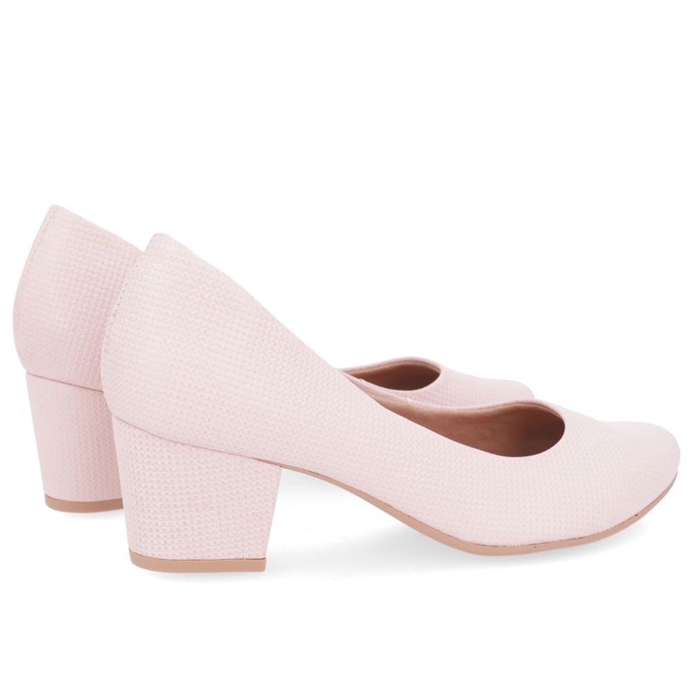 Scarpin Rosa Couro Salto Bloco Rosa 3