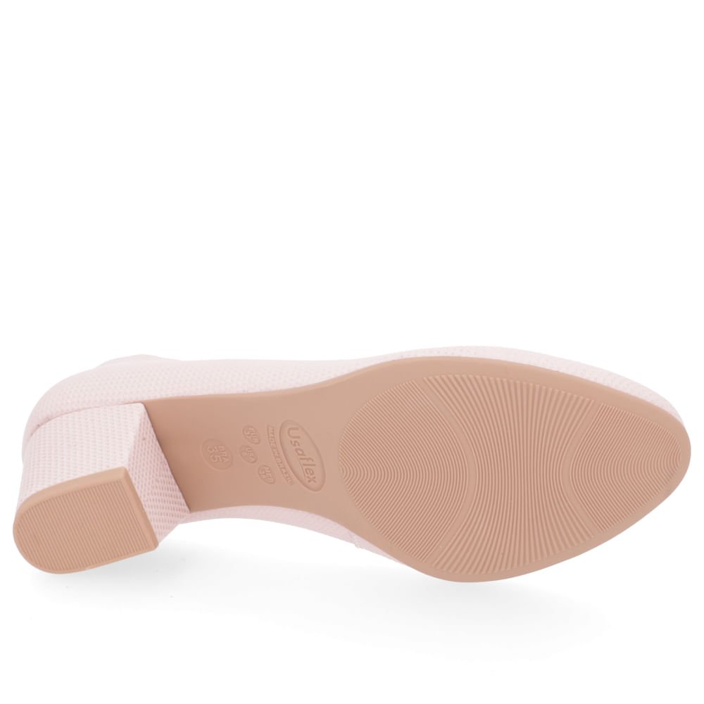 Scarpin Rosa Couro Salto Bloco Rosa 5