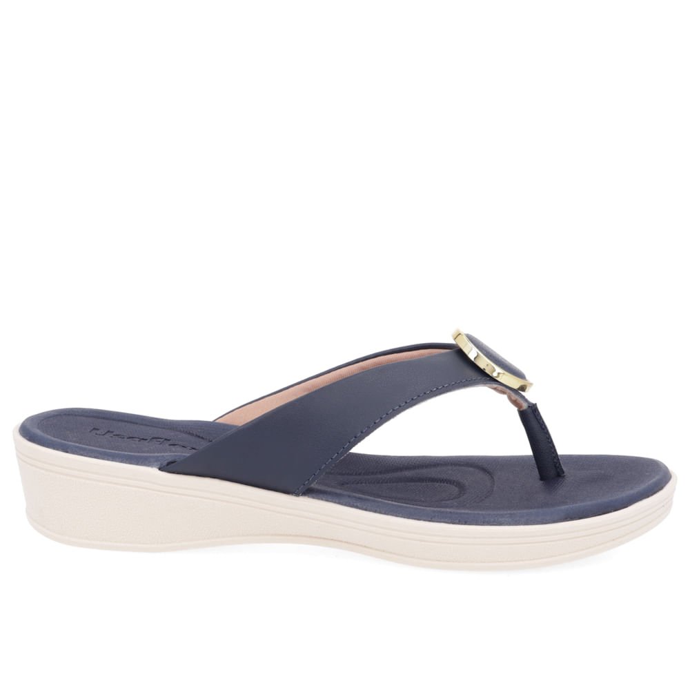 Chinelo Salto Plataforma Couro Azul Azul 1