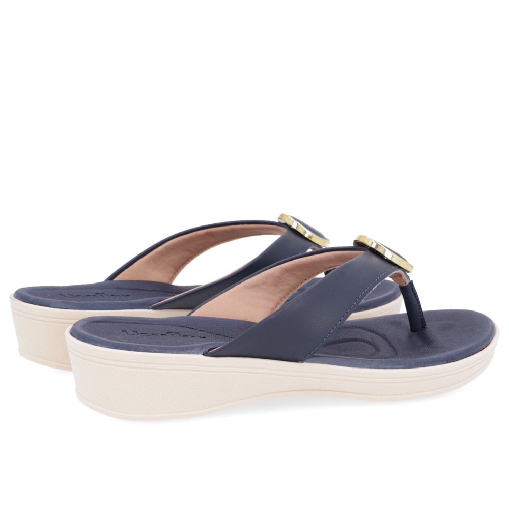 Chinelo Salto Plataforma Couro Azul Azul 3