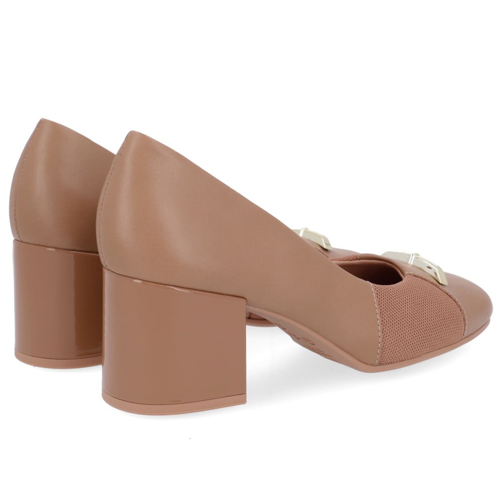 Scarpin Couro Marrom Salto Bloco Marrom 3