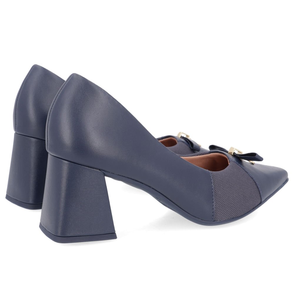 Scarpin Couro Azul Salto Bloco Pingente Azul 3