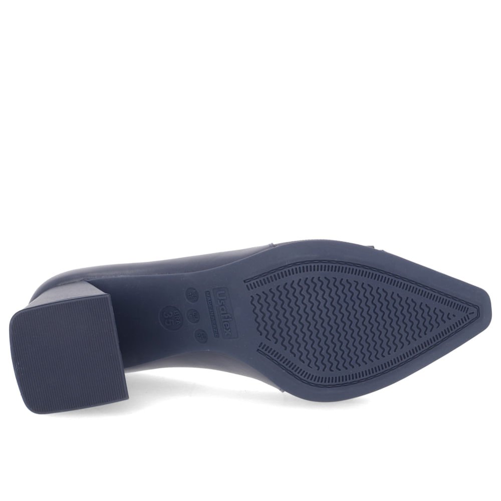 Scarpin Couro Azul Salto Bloco Pingente Azul 5