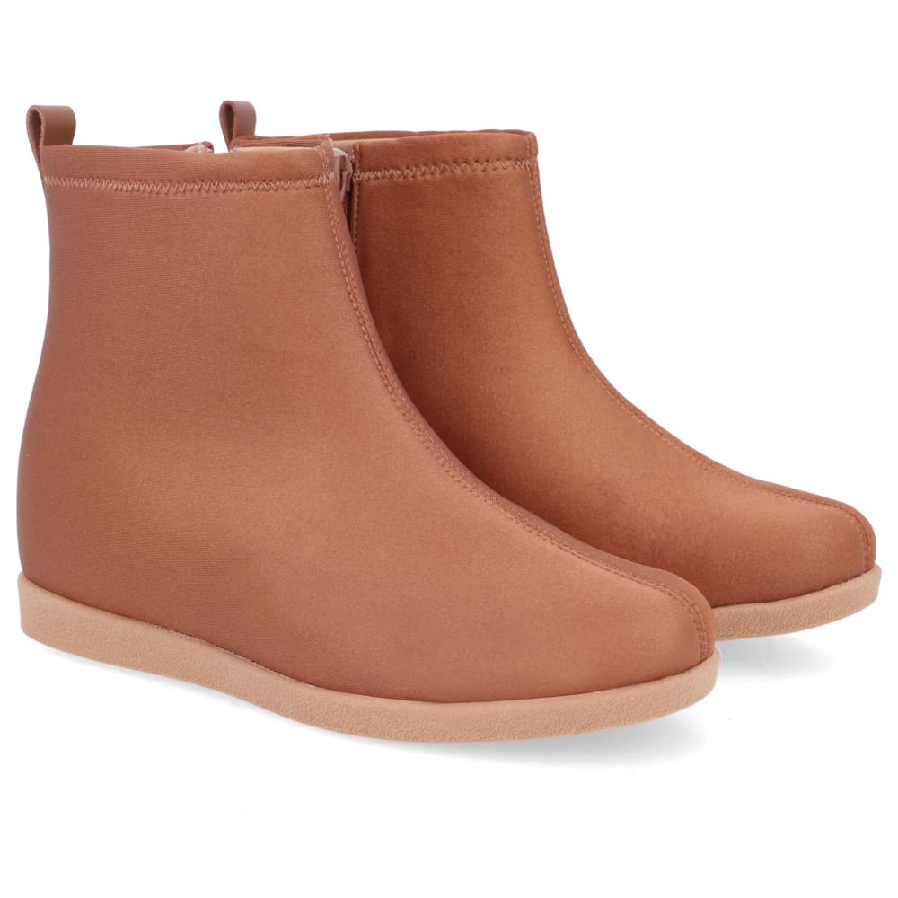 Bota Cano Baixo Marrom Elastano Salto Embutido Marrom 2