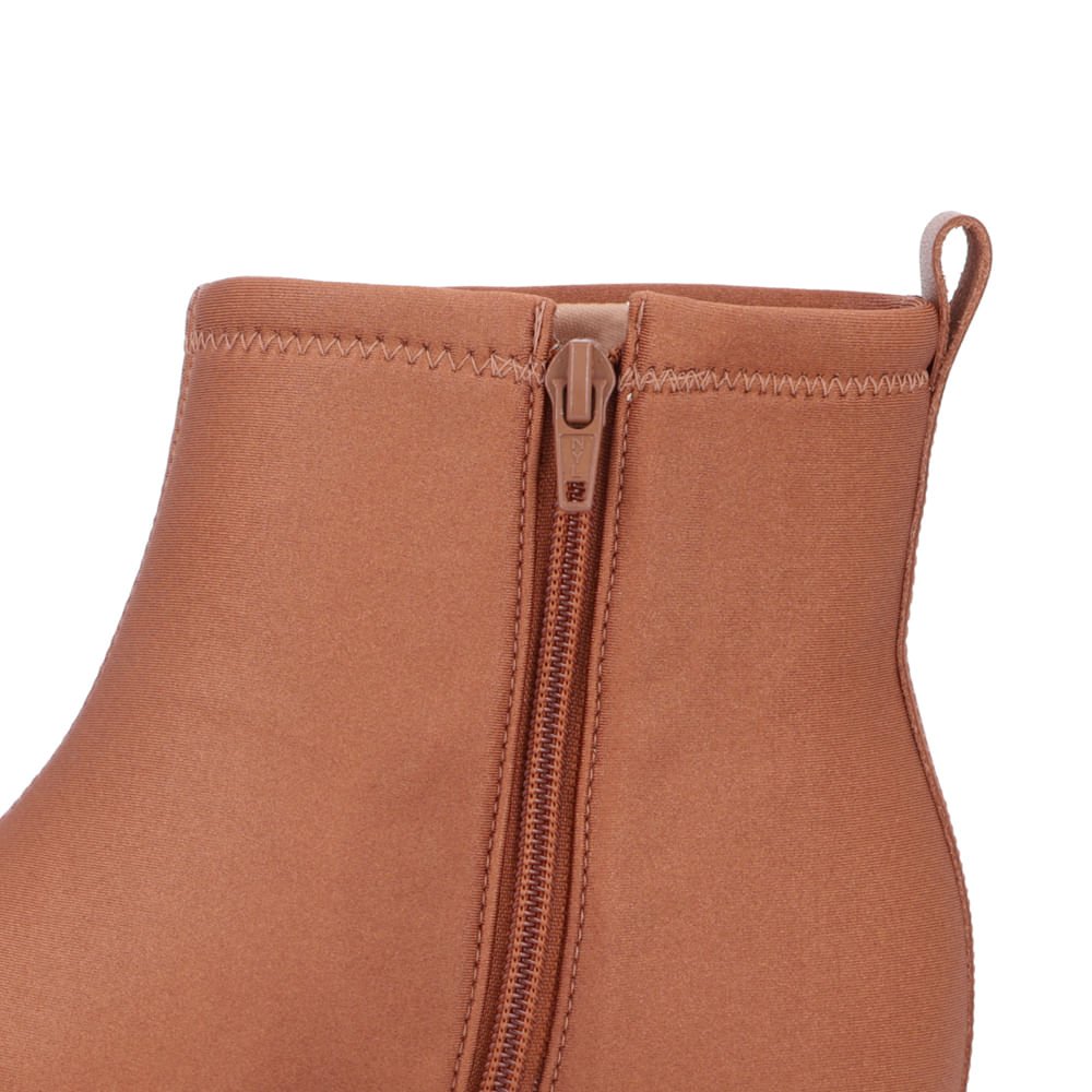 Bota Cano Baixo Marrom Elastano Salto Embutido Marrom 4