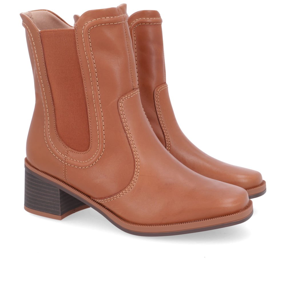 Bota Salto Bloco Marrom Canela Cano Médio Marrom 2