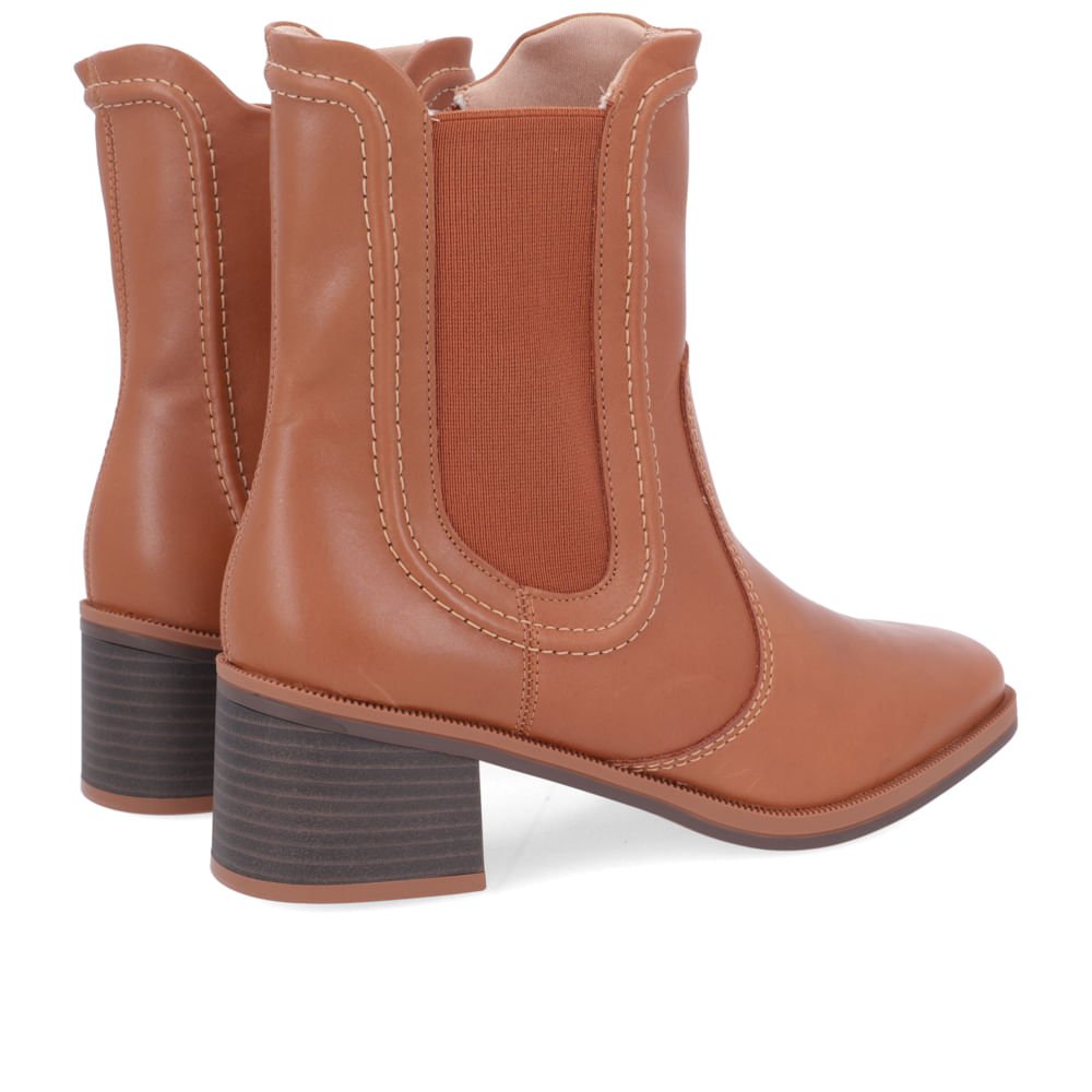 Bota Salto Bloco Marrom Canela Cano Médio Marrom 3