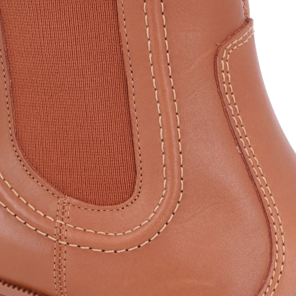 Bota Salto Bloco Marrom Canela Cano Médio Marrom 4
