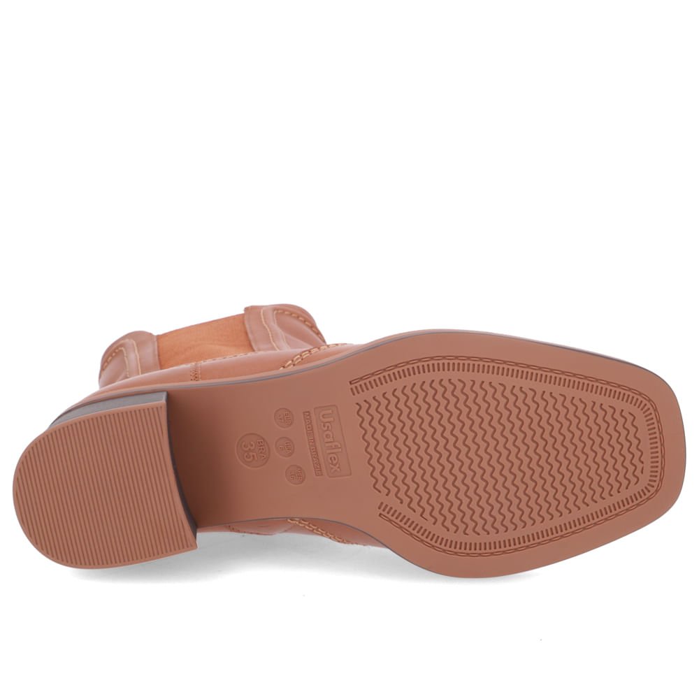 Bota Salto Bloco Marrom Canela Cano Médio Marrom 5