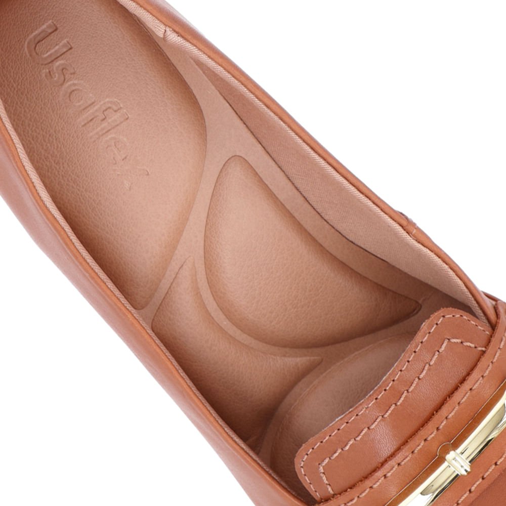 Scarpin Couro Marrom Salto Bloco Casual Marrom 4