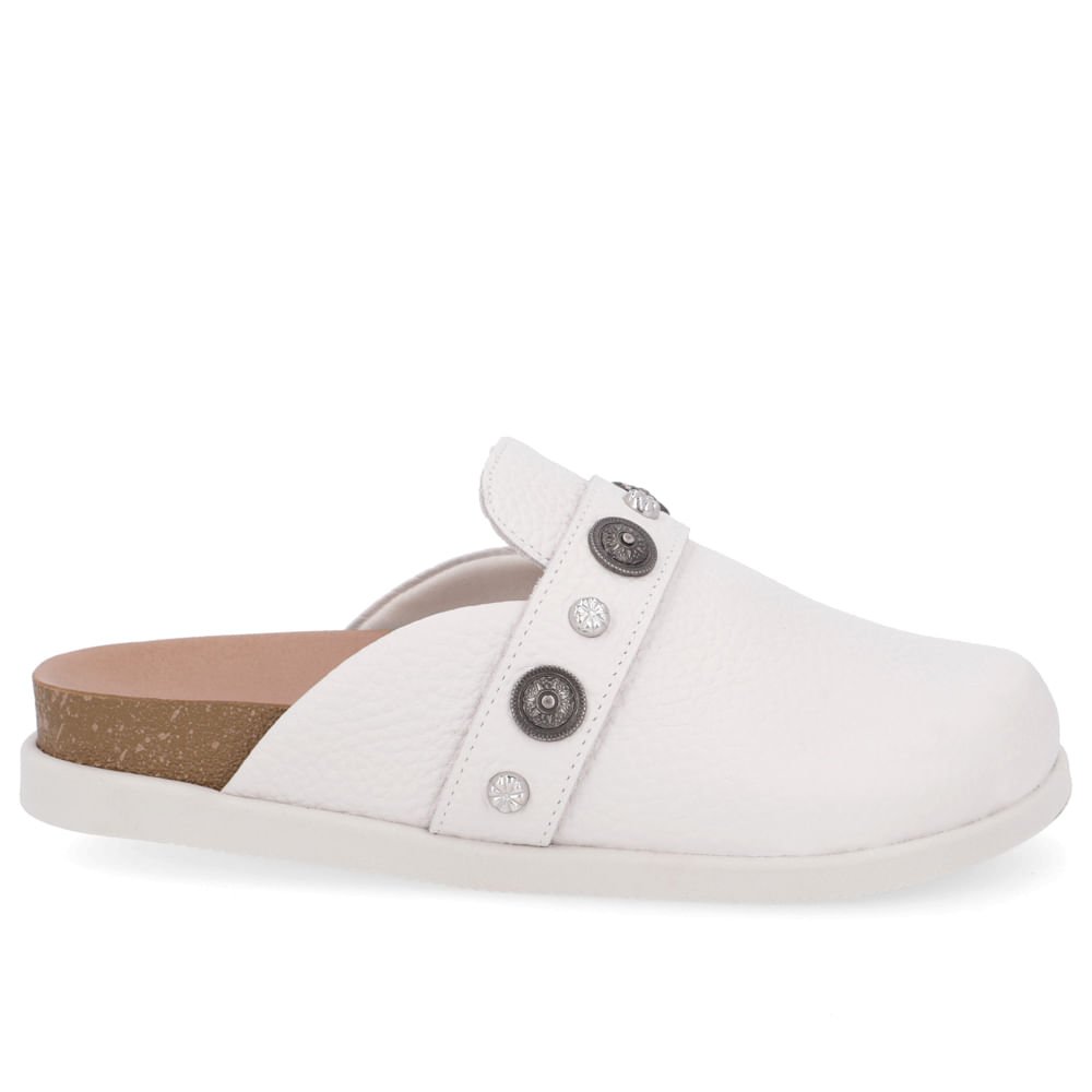 Mule Off White Bico Redondo Enfeites