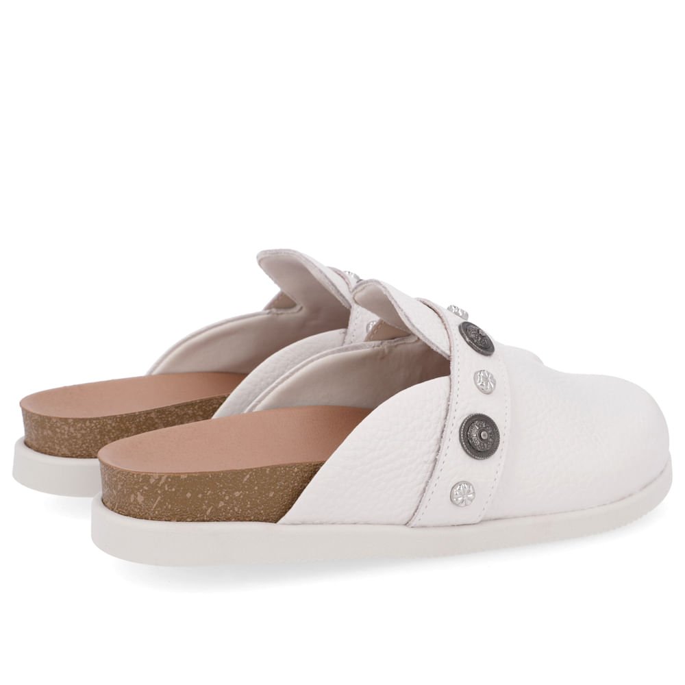 Mule Off White Bico Redondo Enfeites Branco 3