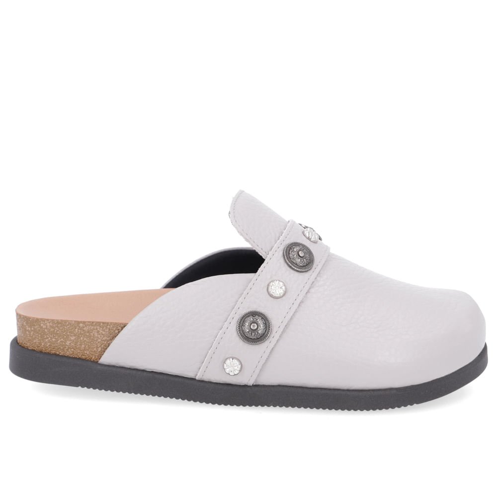 Mule Cinza Bico Redondo Enfeites Cinza 1
