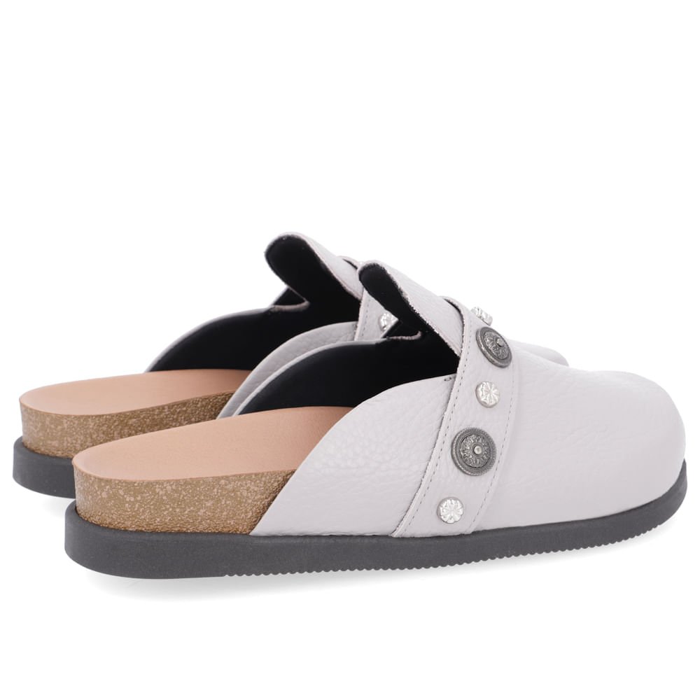 Mule Cinza Bico Redondo Enfeites Cinza 3