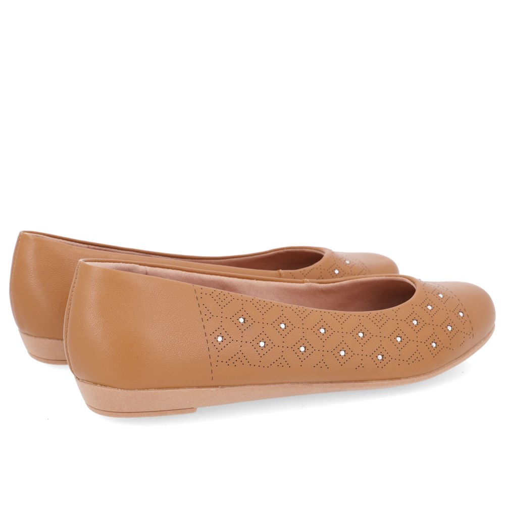 Sapatilha Marrom Couro Detalhe Laser Strass Marrom 3