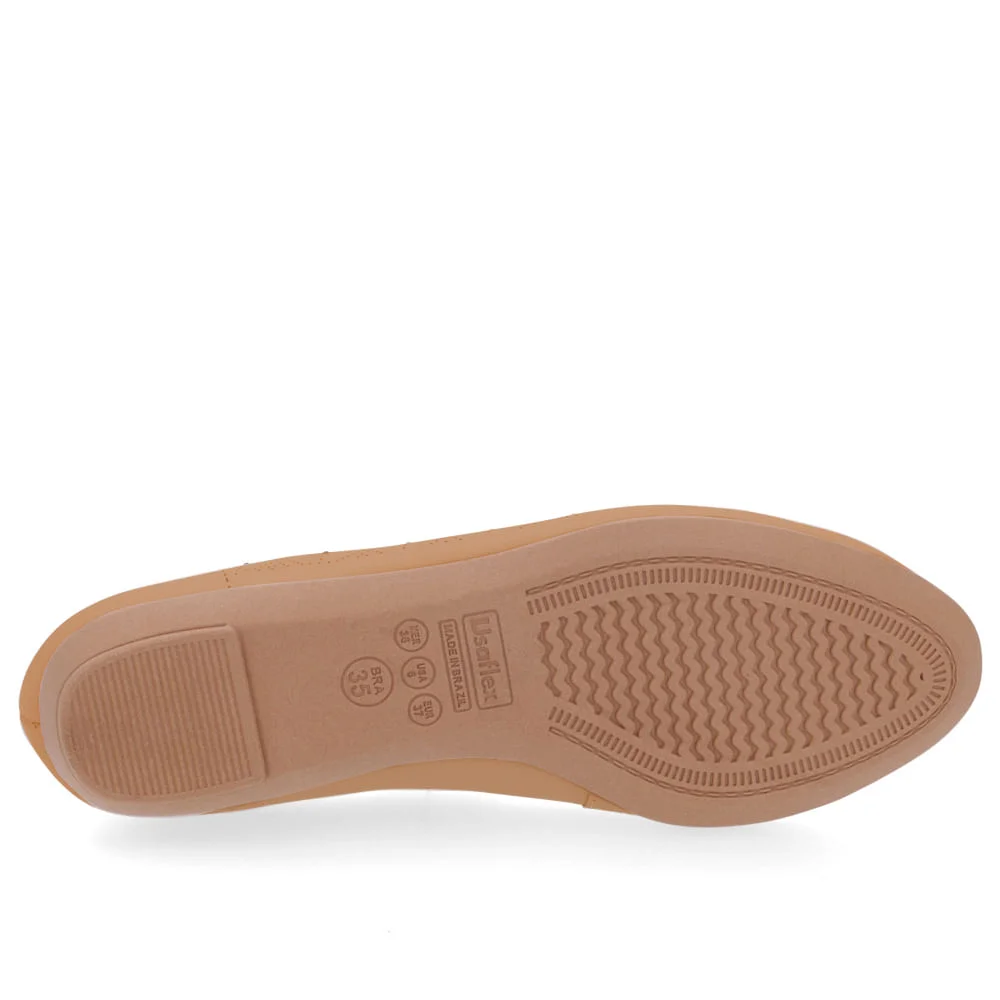 Sapatilha Marrom Couro Detalhe Laser Strass Marrom 5