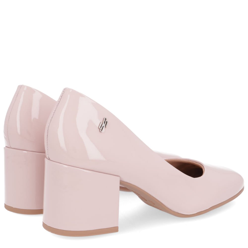 Scarpin Couro Verniz Rosa Salto Bloco Liso Rosa 3