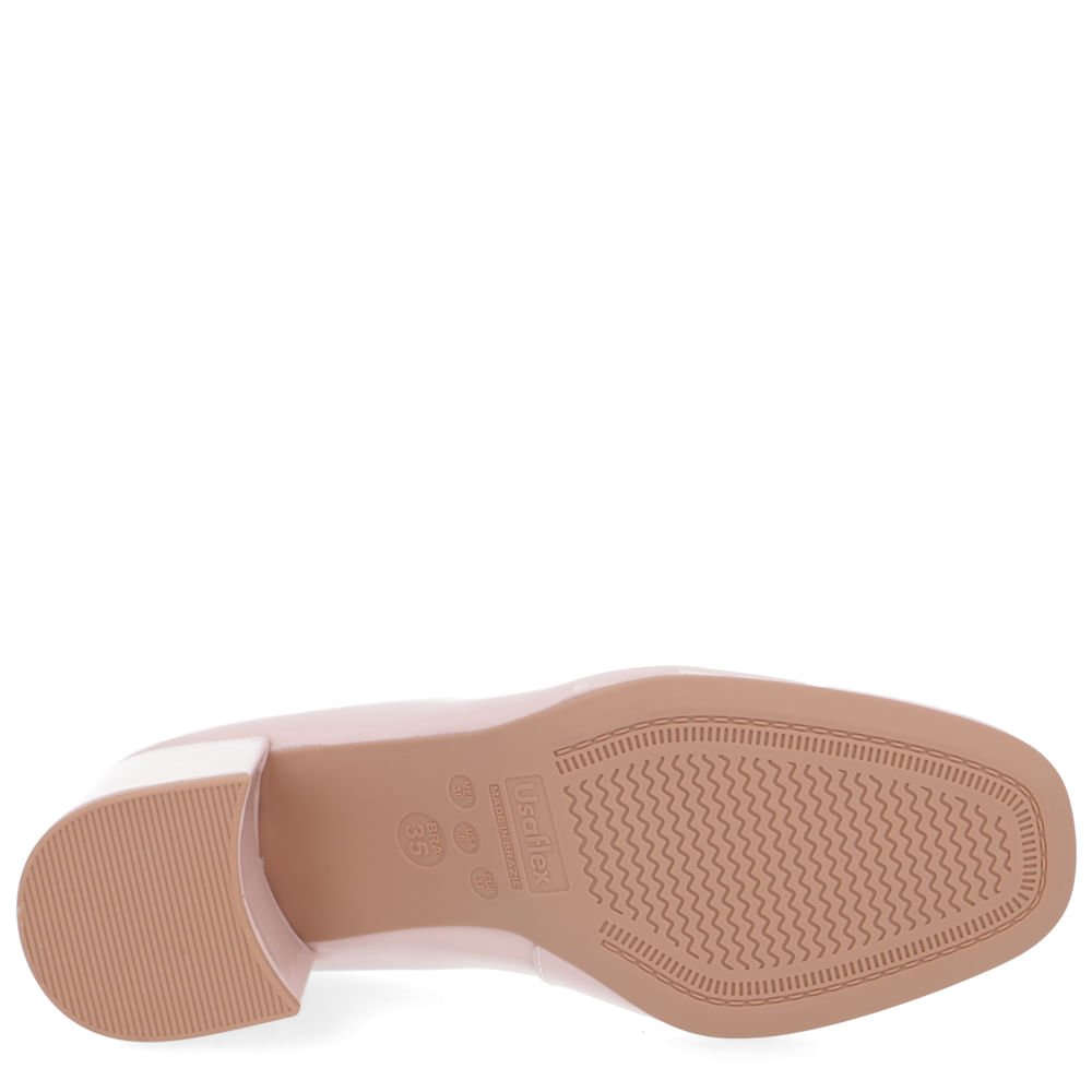 Scarpin Couro Verniz Rosa Salto Bloco Liso Rosa 5