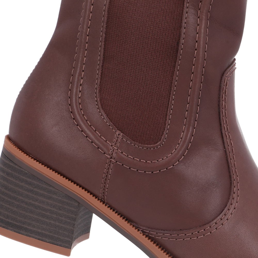 Bota Salto Bloco Marrom Chocolate Cano Médio Marrom 4