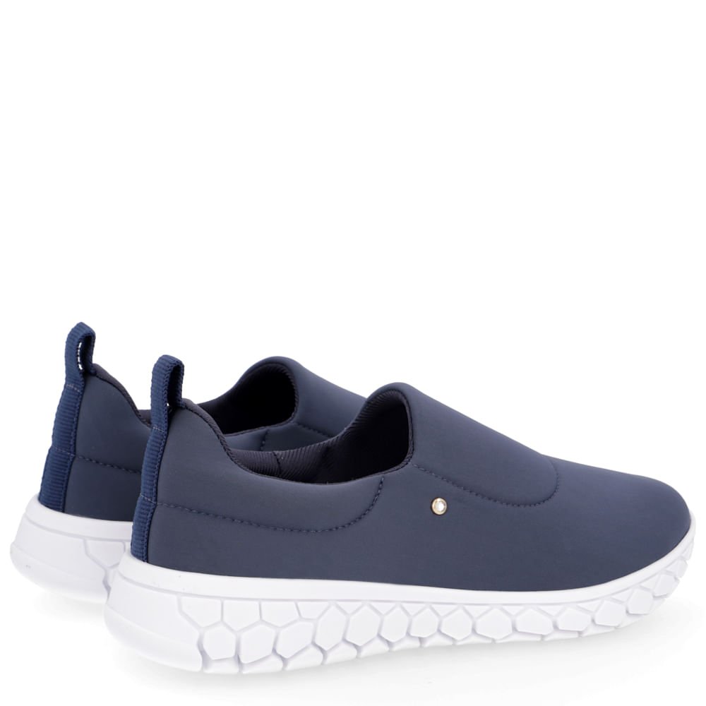 Tênis Slip On Azul Elastano Sola Branca Azul 3