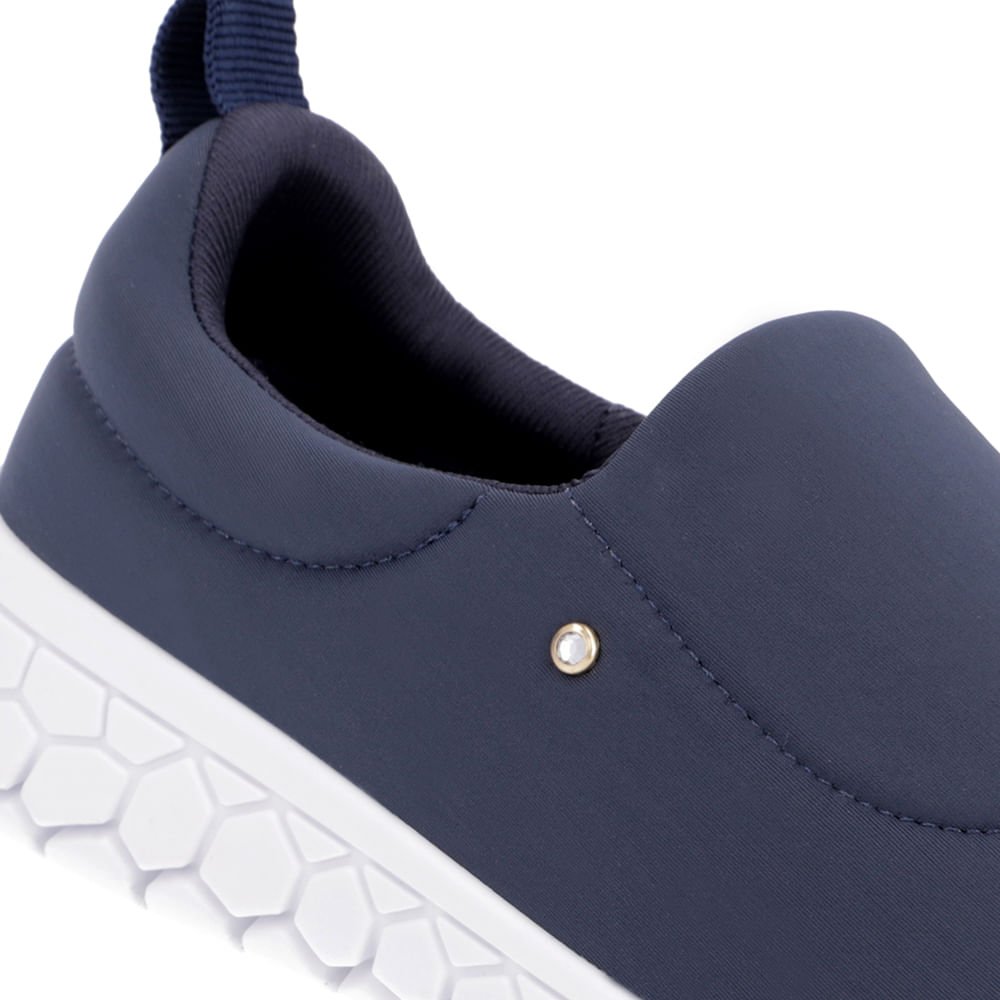 Tênis Slip On Azul Elastano Sola Branca Azul 4