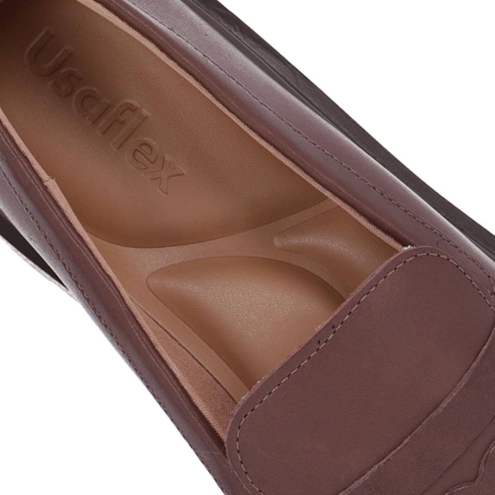 Loafer Marrom Chocolate Tratorado Couro Tira Vazada Marrom 4