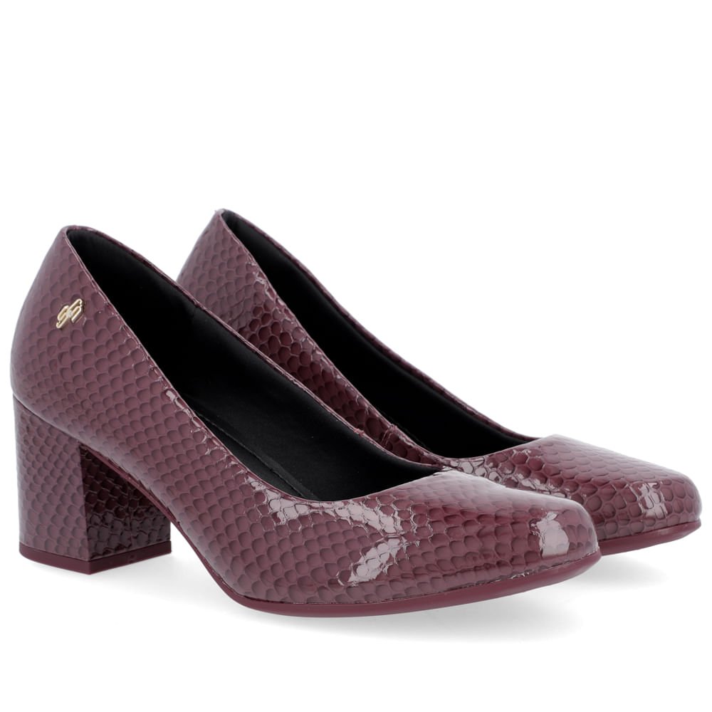 Scarpin Couro Serpente Roxo Salto Bloco Roxo 2