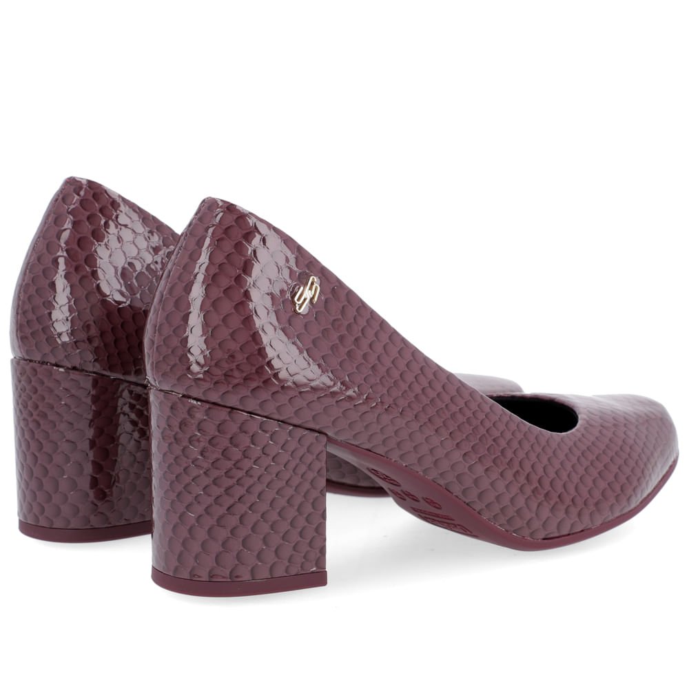 Scarpin Couro Serpente Roxo Salto Bloco Roxo 3