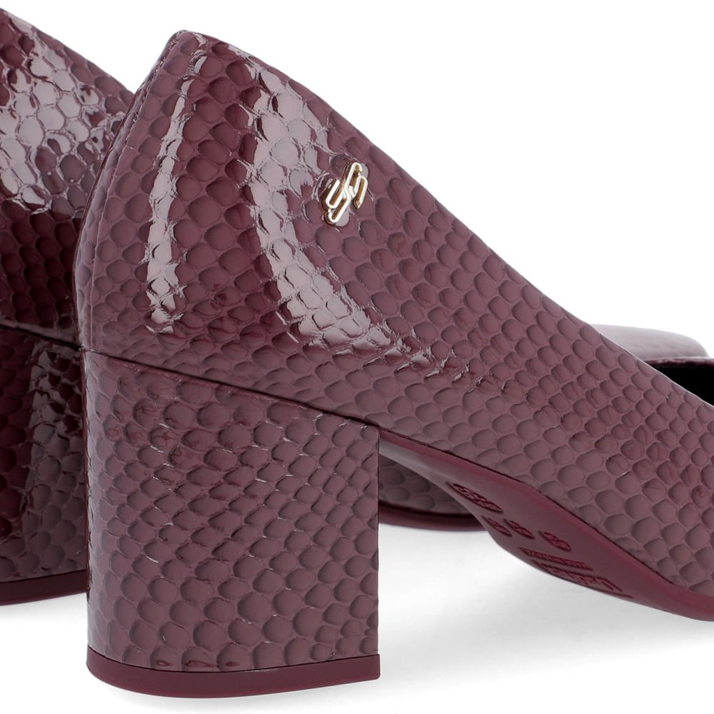 Scarpin Couro Serpente Roxo Salto Bloco Roxo 4