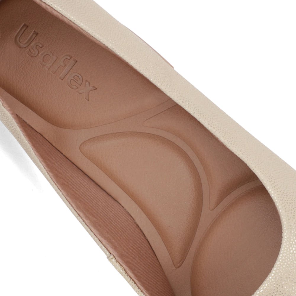 Scarpin Couro Arraia Dourado Bico Fino Dourado 4