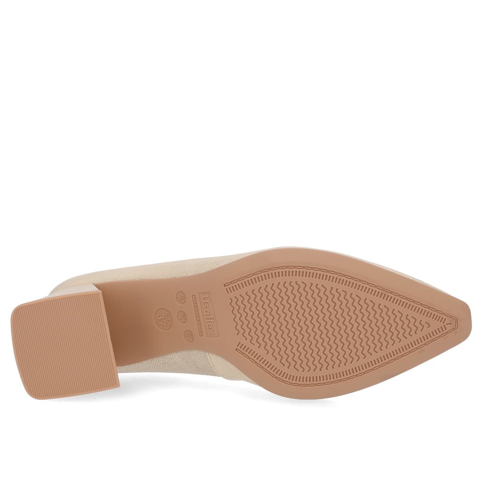 Scarpin Couro Arraia Dourado Bico Fino Dourado 5