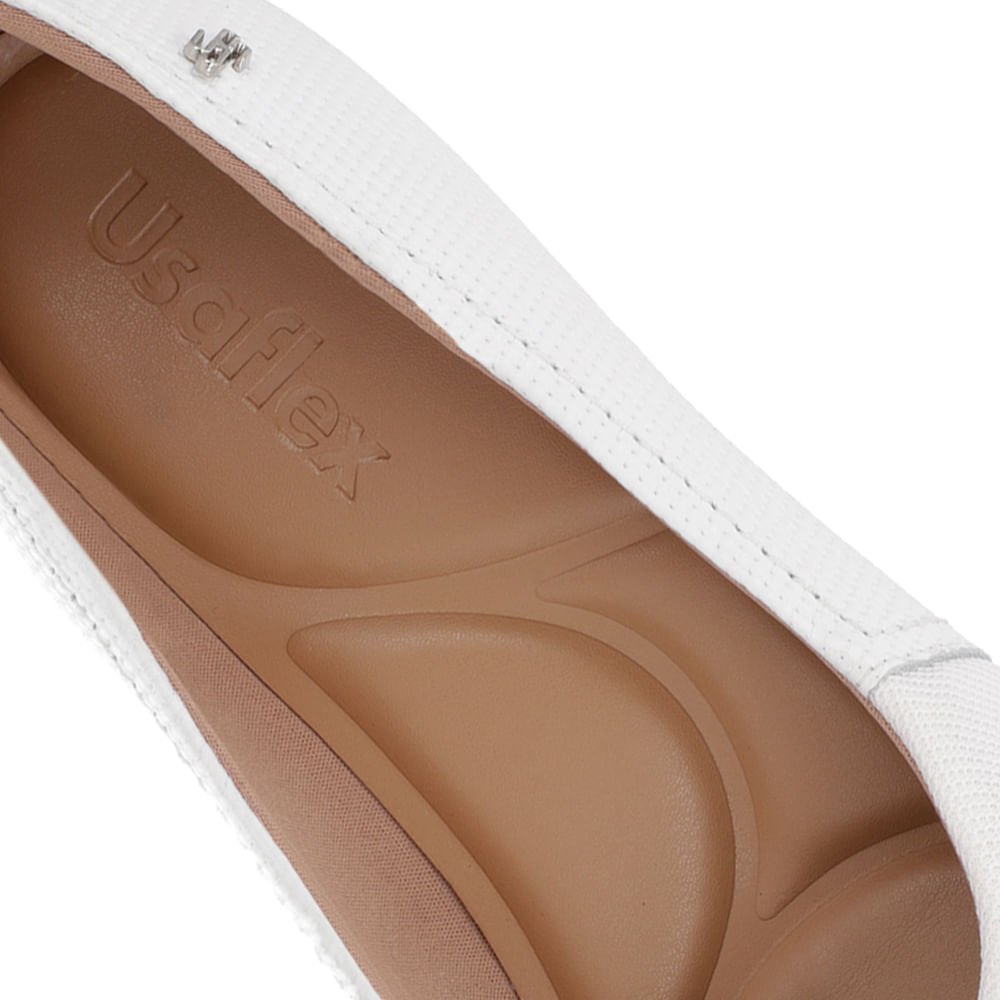Scarpin Salto Bloco Branco Tecido Branco 4