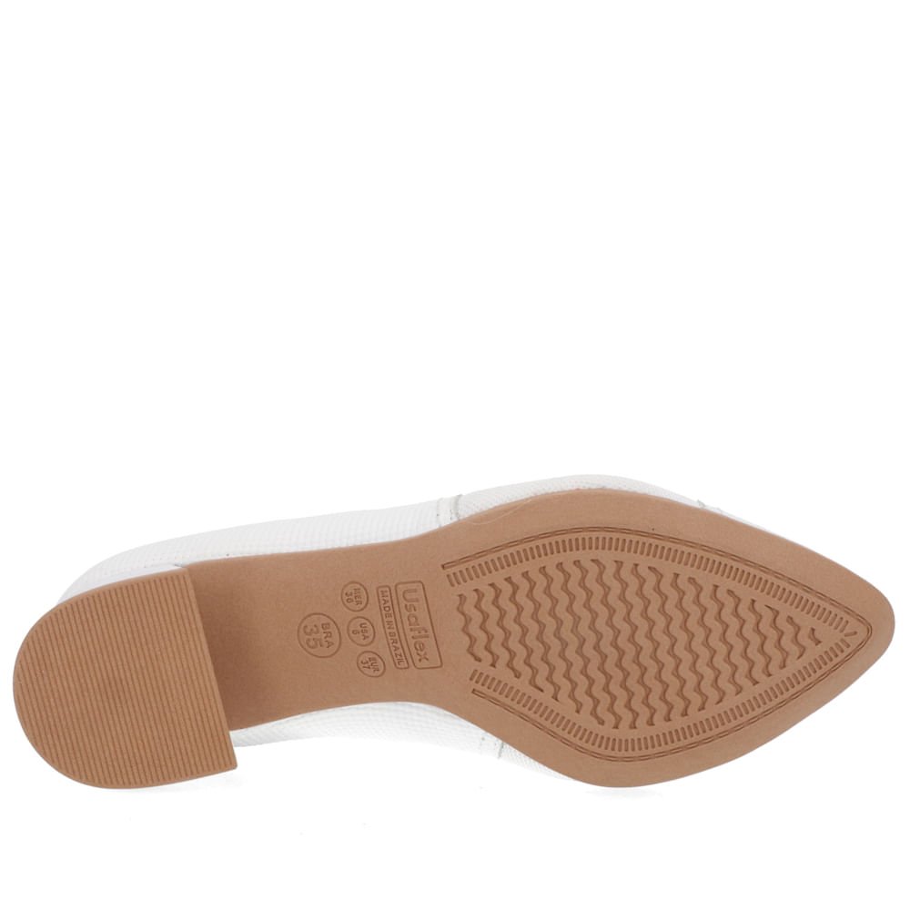Scarpin Salto Bloco Branco Tecido Branco 5