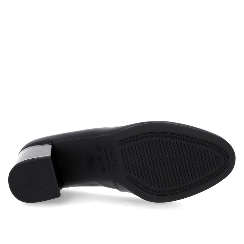 Scarpin Couro Preto Salto Bloco Preto 5