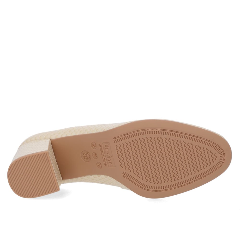 Scarpin Couro Serpente Bege Salto Bloco Bege 5