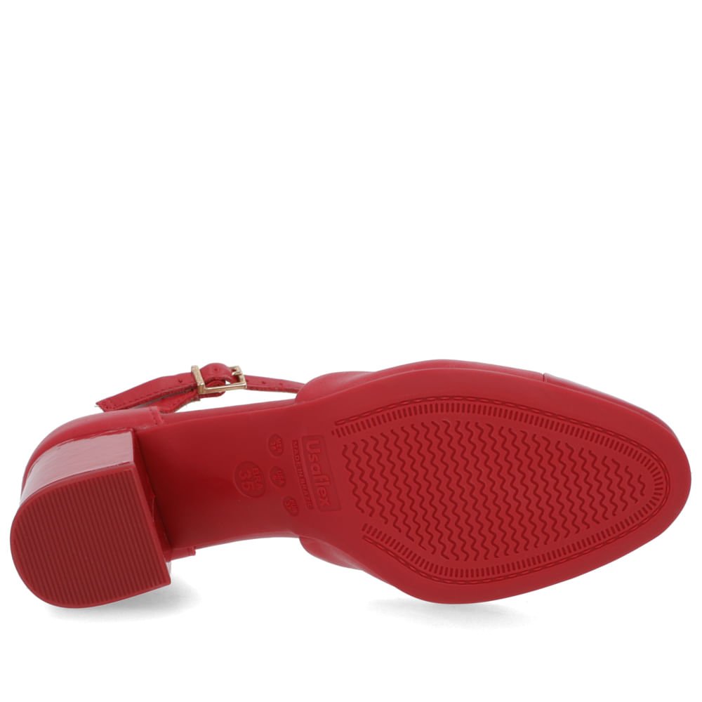 Scarpin Couro Vermelho Salto Bloco Vermelho 5