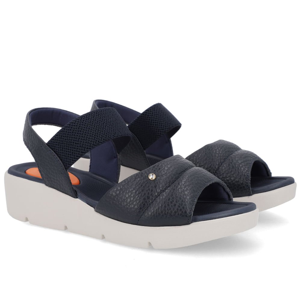 Sandália Salto Plataforma Tira Fofa Couro Azul Azul 2