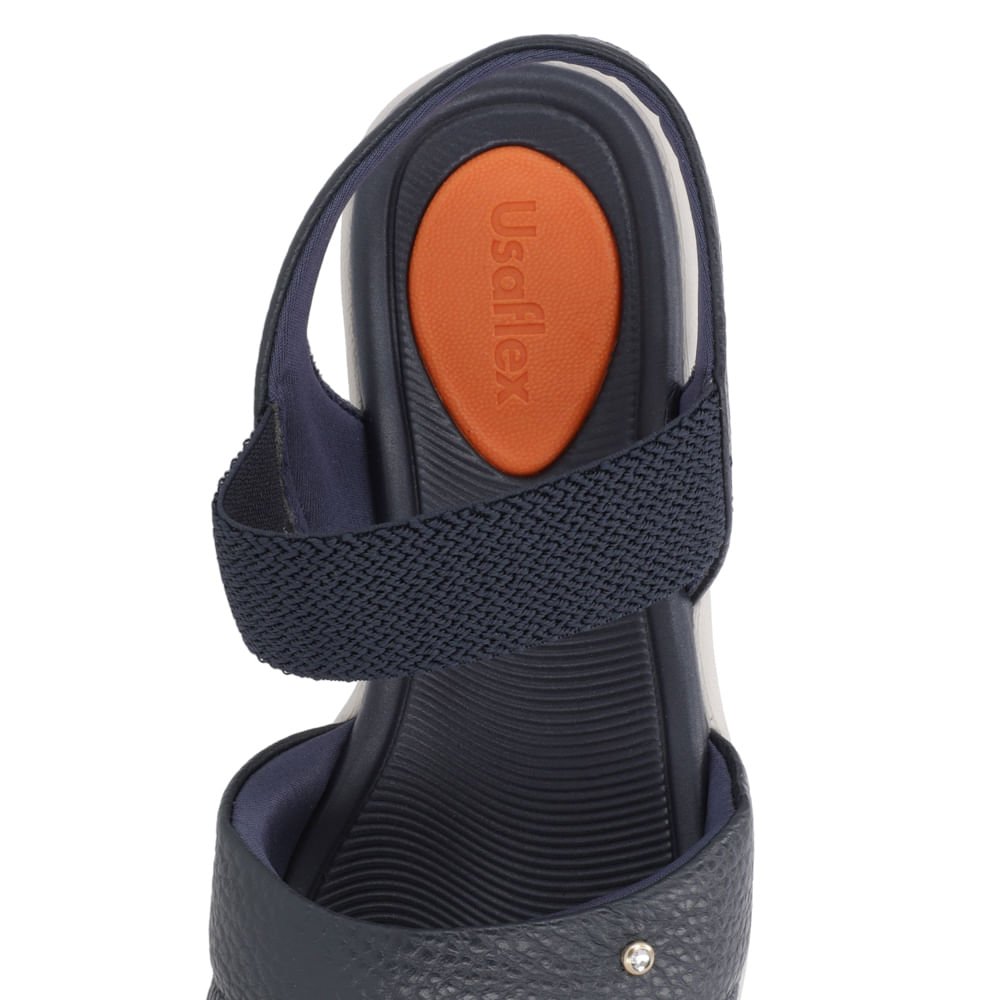 Sandália Salto Plataforma Tira Fofa Couro Azul Azul 4