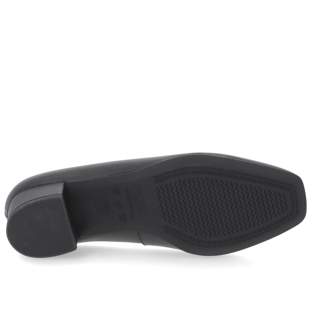 Scarpin Couro Preto Salto Bloco Enfeite Preto 5